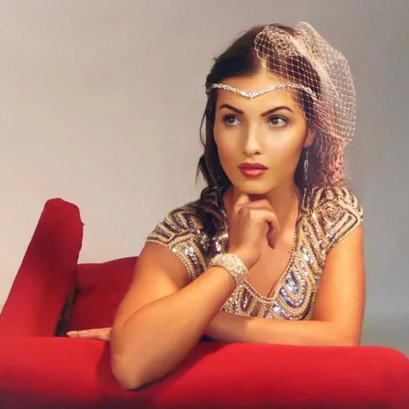 Crystal Bridal Forehead Chain Headpiece Wedding Hair Jewelry Boho Headdress - Picture 3 of 7